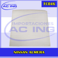 FILTRO DE CABINA NISSAN ALMERA REF FC046