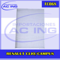 FILTRO DE CABINA RENAULT CLIO/CAMPUS REF FC068