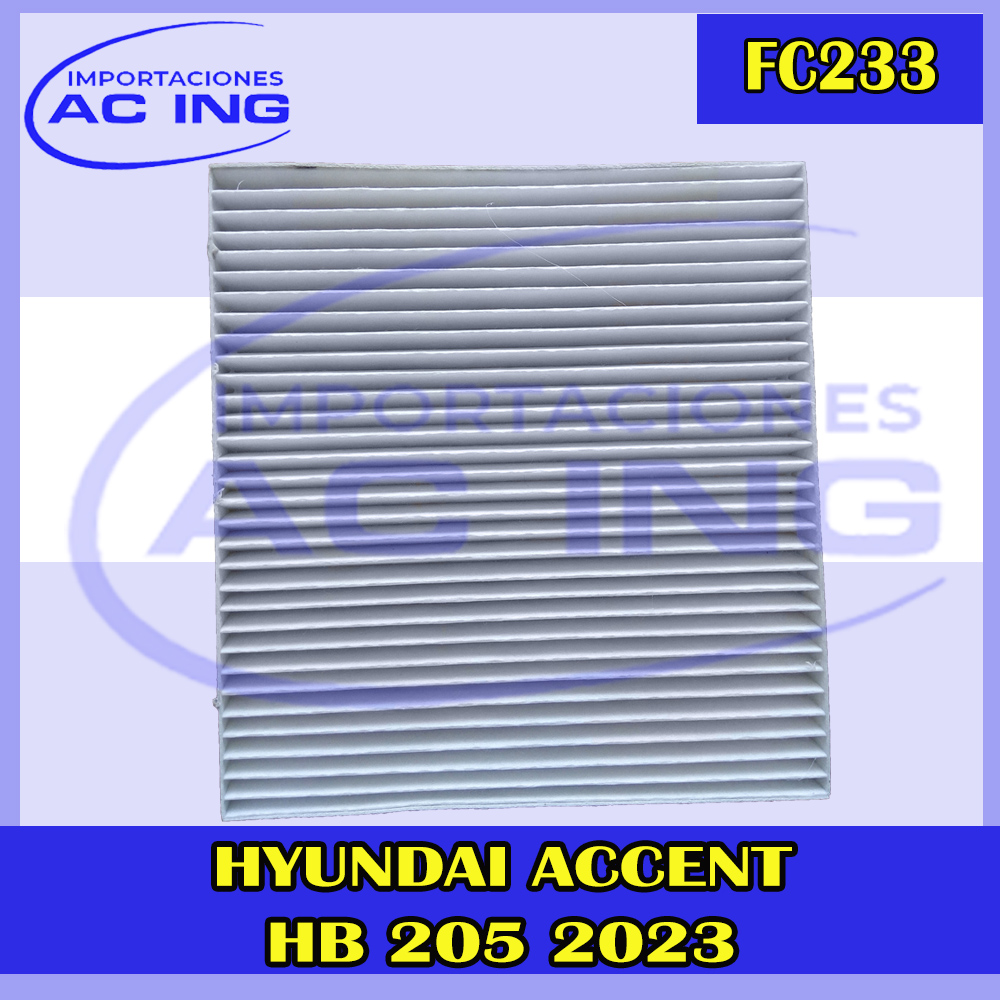 FILTRO DE CABINA HYUNDAI ACCENT HB 205 2023 REF FC233