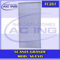 FILTRO DE CABINA SCANIA GRANDE MOD. NUEVO REF FC261
