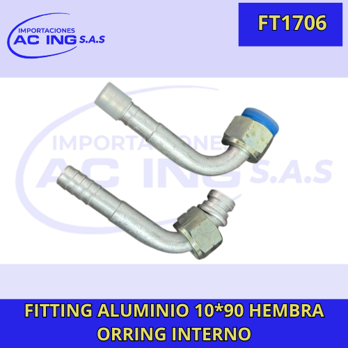 FITTING ALUMINIO # 10 90º 1/2 HEMBRA ORING INTERNO REF FT1706