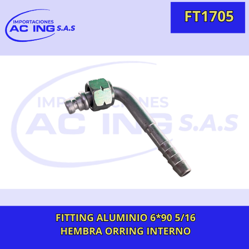 FITTING ALUMINIO # 06 90º 5/16 HEMBRA ORING INTERNO REF FT1705