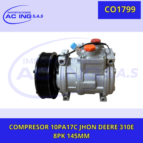 COMPRESOR JHON DEERE 310E 8PK 10PA17C 145MM REF CO1799