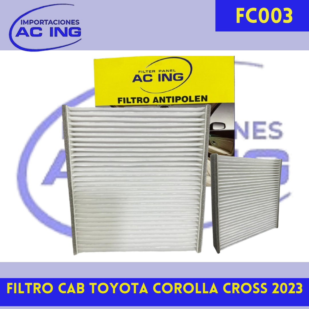 FILTRO CABINA TOYOTA COROLLA CROSS 2023 AC ING REF FC003