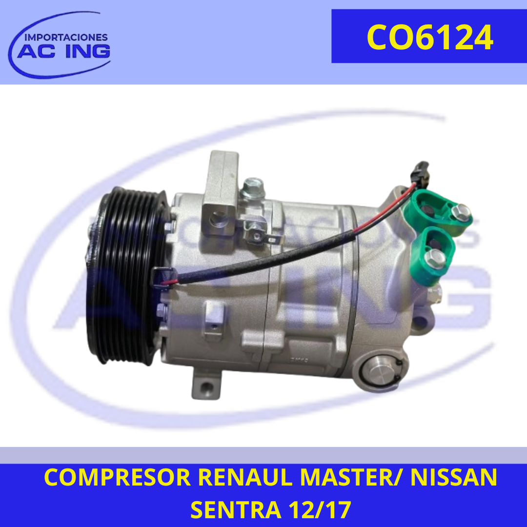 COMPRESOR RENAUL MASTER/ NISSAN SENTRA 12/17 AC ING REF CO6124