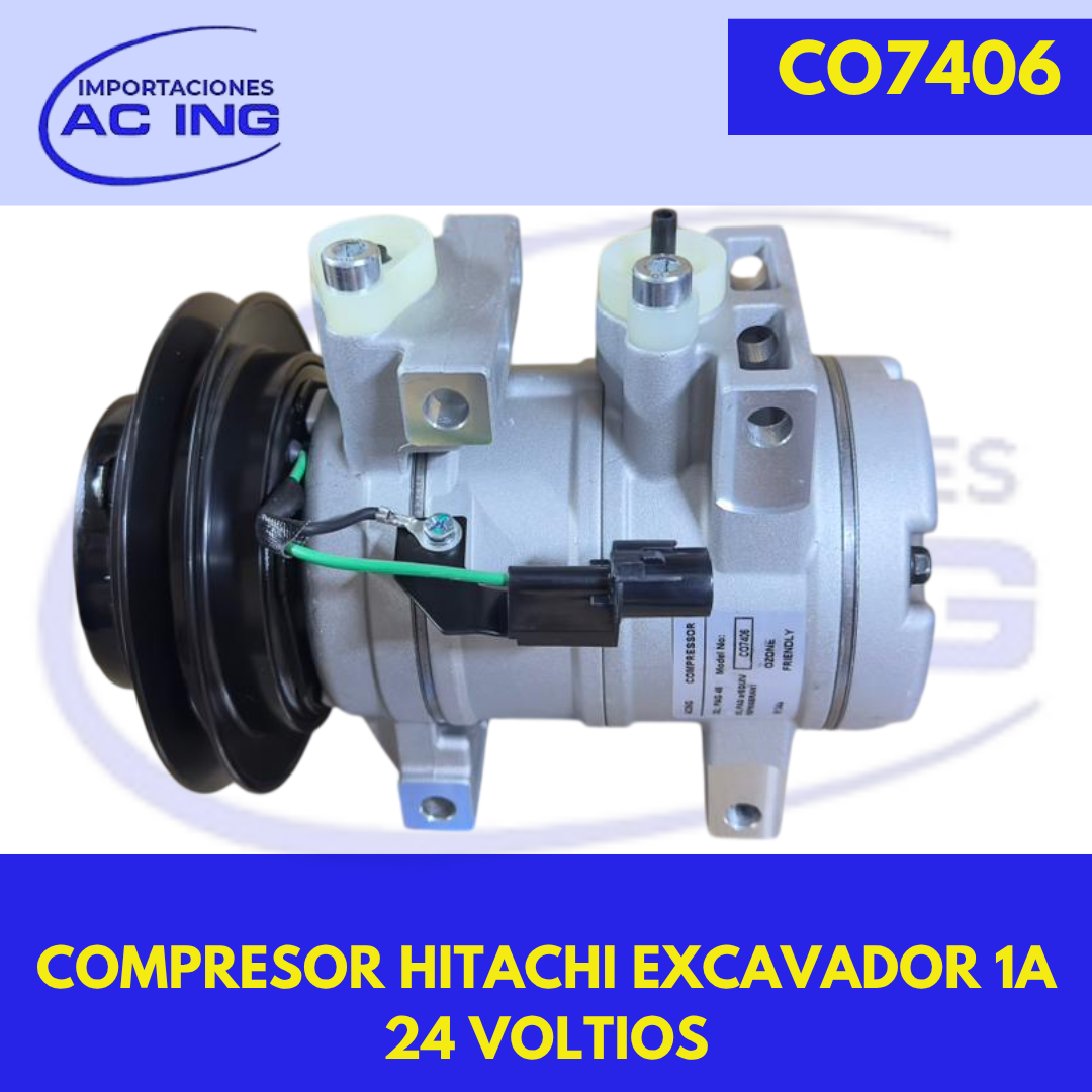 COMPRESOR HITACHI EXCAVADOR 1A 24 VOLTIOS REF CO7406