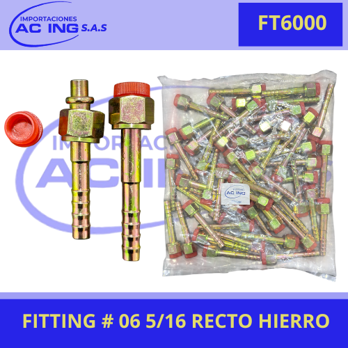 FITTING # 06 5/16 RECTO HIERRO REF FT6000